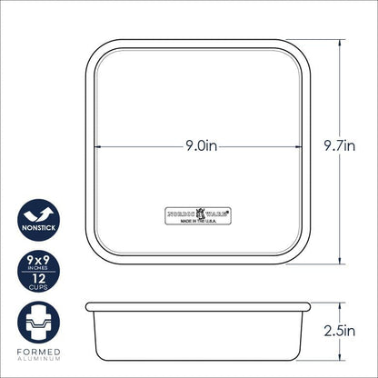 Nordic Ware Naturals Aluminum NonStick 9x9-Inches Square Cake Pan