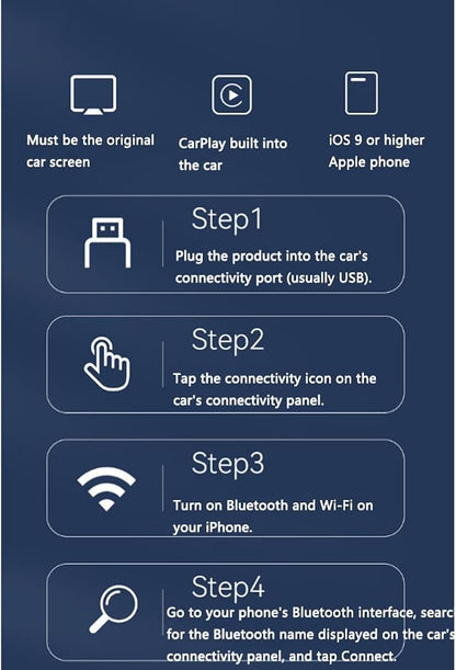 Car Wireless CarPlay Adapter for Toyota Tundra 2020 2021 2022 2023 2024 2-in-1 Support Apple CarPlay and Android Auto Mini USB Design Fast Connection Plug and Play,Black
