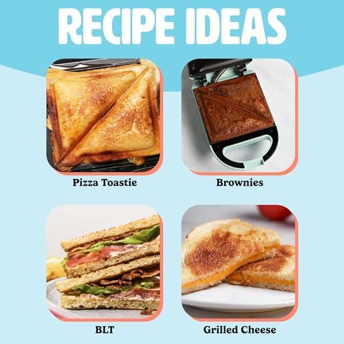 Tasty Mini Sandwich Maker,Makes Sandwiches,Paninis,Grilled Cheese,Desserts,Quick Results,Easy Cleanup,600W,Aqua,(Pack of 6)