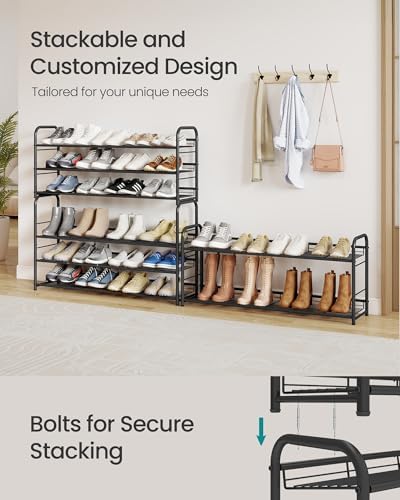 SONGMICS 4-Tier Long Stackable Metal Shoe Rack, Holds Up to 20 Pairs