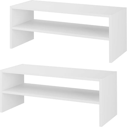 Whitmor Stackable 28" Extra Wide 2-Shelf Storage Organizer, Stackable Wood