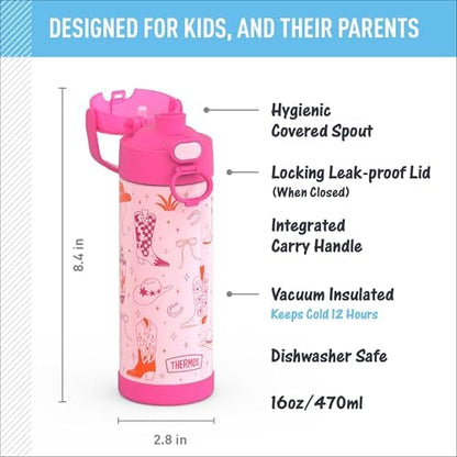 THERMOS FUNTAINER Water Bottle with Spout, 16oz, Cowgirl Charm