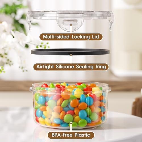 KEMETHY 60 PCS Food Storage Containers with Lids Airtight, Total 737oz, BPA-free, Food-grade, Eco-friendly Material, Leak Proof Plastic Containers, Microwave/Dishwasher Safe