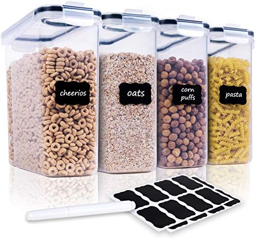 FOOYOO Cereal Containers Storage Set - 4 Piece Airtight Large Food Storage Containers(135.2oz), BPA Free Dispenser Plastic Cereal Storage Containers