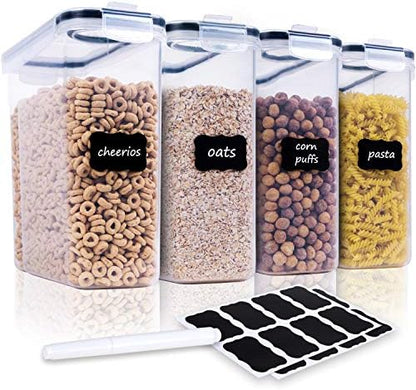 FOOYOO Cereal Containers Storage Set - 4 Piece Airtight Large Food Storage Containers(135.2oz), BPA Free Dispenser Plastic Cereal Storage Containers
