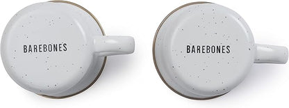 Barebones 5-Ounce Enamel Espresso Cup Set of 2 - Small Coffee Mug and Tea Cup - Stainless Steel Rim Camping Mug for Indoor and Outdoor Use (Eggshell)