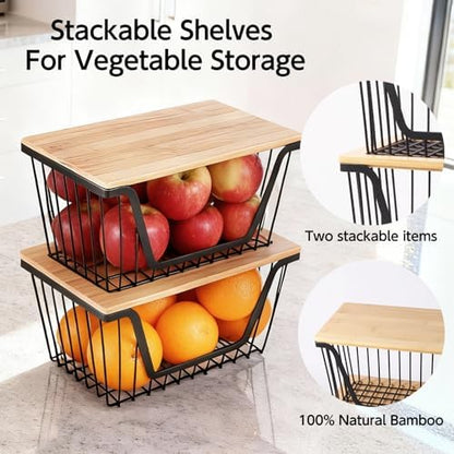 2 PACK Pantry Organizers and Storage, Stackable Onion Potato Bins