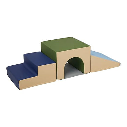 ECR4Kids SoftZone Single Tunnel Climber, Toddler Playset, Earthtone, 3-Piece