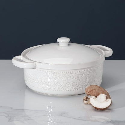 FUN ELEMENTS Casserole Dish, 2 Quart Lace Emboss Dish