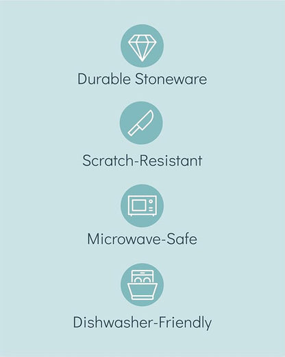 Stoneware dinnerware set 4 persons 12 pcs – Modern style plates and bowls set ceramic – Dishwasher, microwave and scratch resistant – Bowl and plate set – Dinner service Pure Living beige & light blue