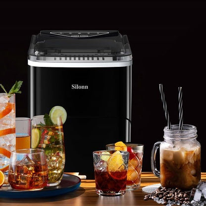 Silonn Ice Maker Countertop, 9 Cubes Ready in 6 Mins, 26lbs in 24Hrs,
