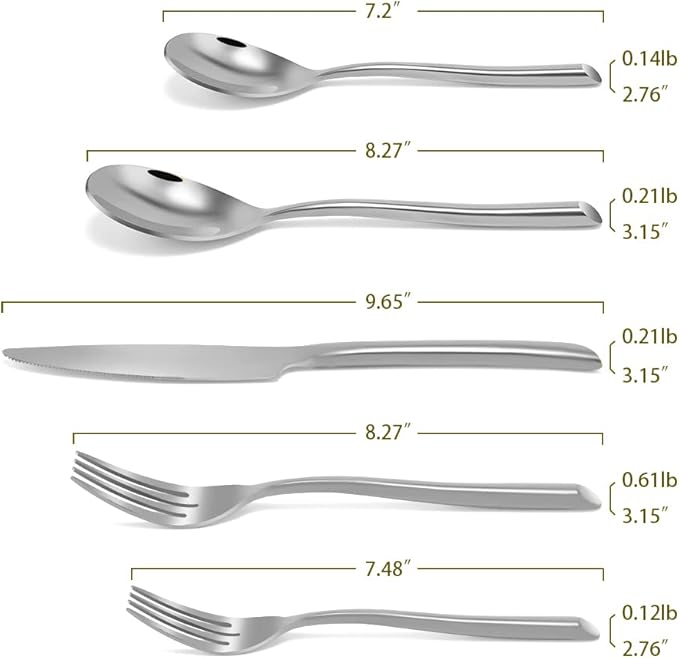DEACORY Silverware Set Flatware Set Stainless Steel Cutlery Set with Streamlied Handle Mirror Finished Heavy 20 Pieces Home Kitchen Daily Use Wedding Housewarming Gift Dishwasher Safe Service for 4