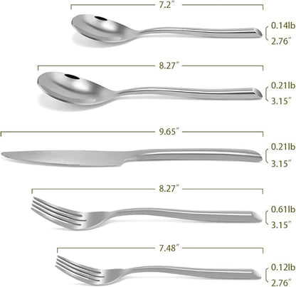 DEACORY Silverware Set Flatware Set Stainless Steel Cutlery Set with Streamlied Handle Mirror Finished Heavy 20 Pieces Home Kitchen Daily Use Wedding Housewarming Gift Dishwasher Safe Service for 4