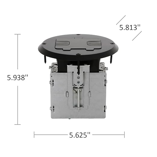 RACO 6239BK Floor Kit with Recessed Duplex 15A TR Device and Adjustable Steel