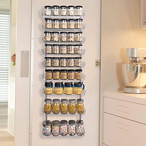 SWOMMOLY Wall Mount Spice Rack Organizer, 9-Tier Adjustable Dual-Use Shelf
