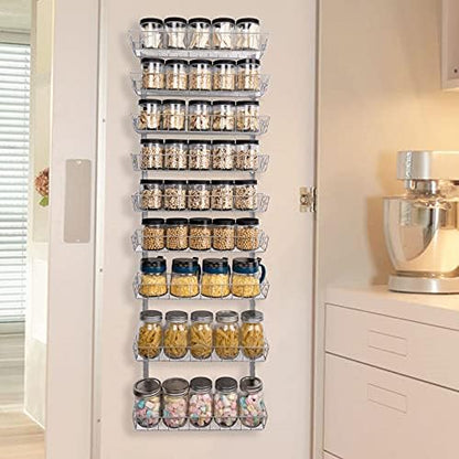SWOMMOLY Wall Mount Spice Rack Organizer, 9-Tier Adjustable Dual-Use Shelf