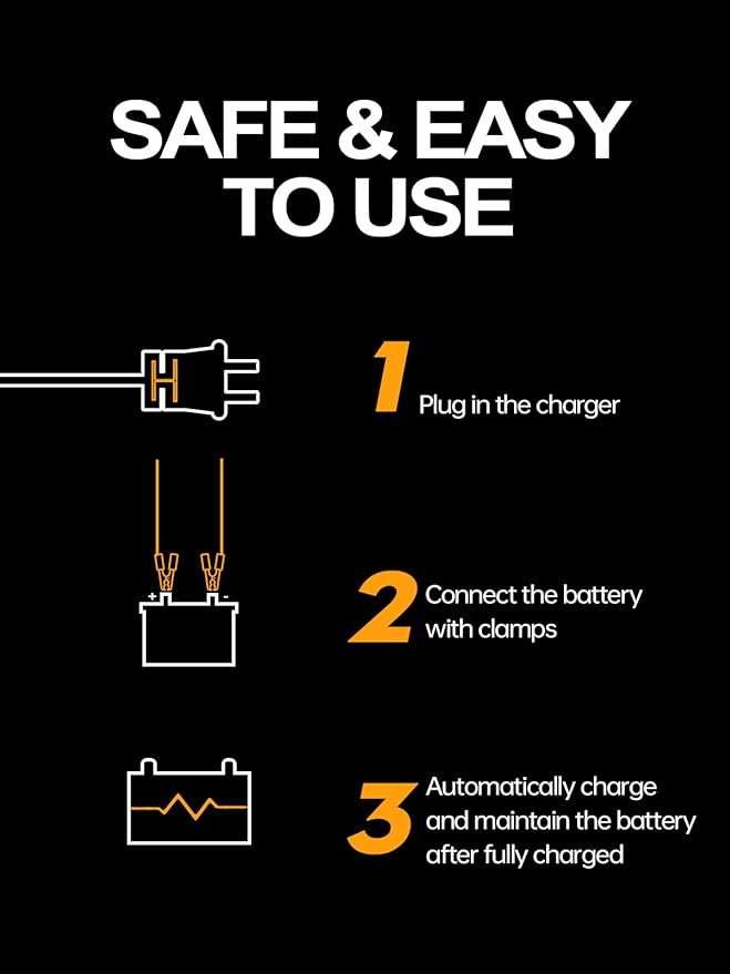 12v Smart Car Battery Charger, 5Amp Fully-Automatic Trickle Charger, Battery