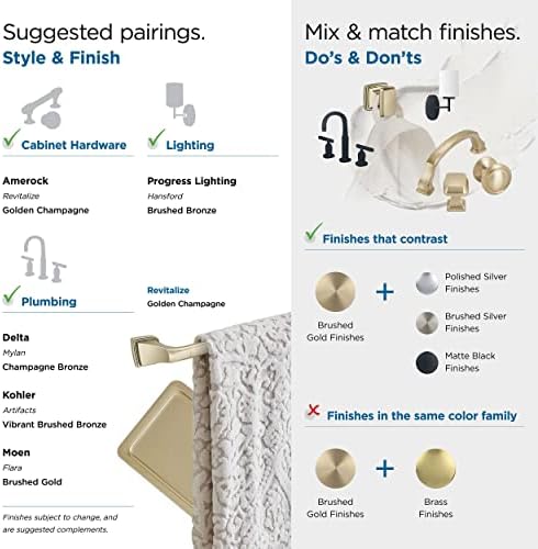 Amerock BH36030BBZ | Golden Champagne Single Robe Hook | 2-5/16 inch (59 mm) Length Towel Holder | Revitalize | Towel Hook for Bathroom | Bathroom Hardware | Bath Accessories