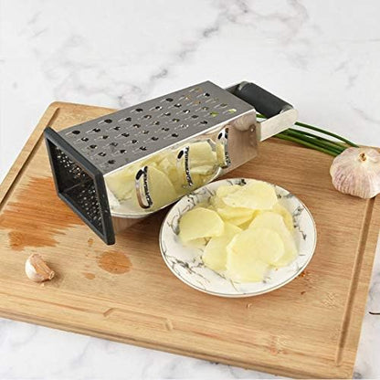Vertical Stainless Steel Grating Four-sided Boxed Grater For Cucumbers, Carrots And Cheese, Grater, Melon, Planing, Potato, Planer, Non-slip Handle，Peeler