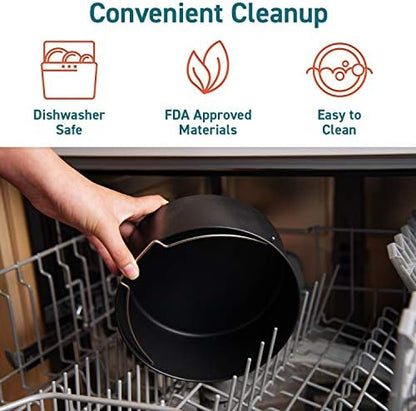 COSORI Air Fryer Accessories, Set of 6 Perfect for Most 5.0 Qt and Larger Ovens, Cake & Pizza Pan, Metal Holder, Rack & Skewers, etc, BPA Free, Nonstick, Dishwasher Safe, 5.8 QT, Black