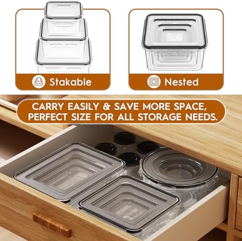 44 PCS Food Storage Containers with Lids Airtight (22 Containers & 22 Lids), Leak proof Meal Prep Container Set for Kitchen Storage, BPA-free, PVC-free Plastic, Microwave/Dishwasher Safe, Labels & Pen