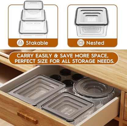 44 PCS Food Storage Containers with Lids Airtight (22 Containers & 22 Lids), Leak proof Meal Prep Container Set for Kitchen Storage, BPA-free, PVC-free Plastic, Microwave/Dishwasher Safe, Labels & Pen