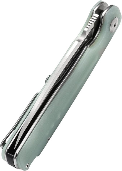 Sitivien ST131 Folding Knife,D2 Blade G10 Handle EDC Tool Knife with Liner Lock for Outdoor Camping Hiking Fishing(Jade)