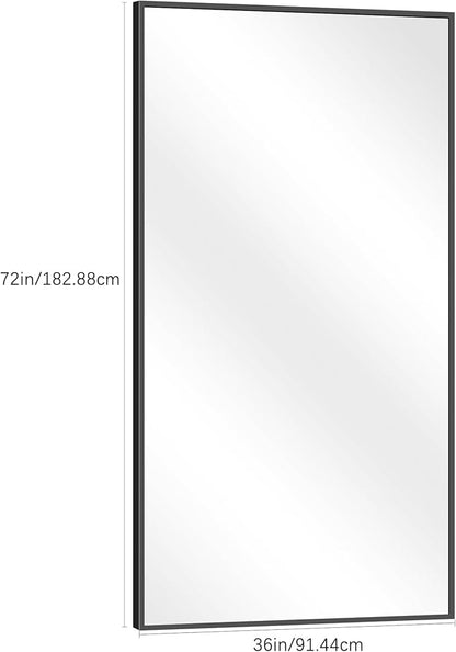Black Bathroom Mirror for Wall, 72x36 Inch Rectangle Mirrors