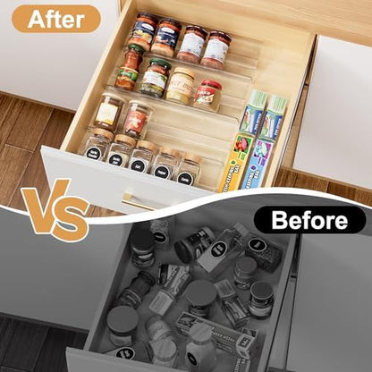 Adjustable Spice Rack Organizer for Drawer 4-Pack