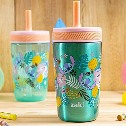 Zak Designs Lilo and Stitch Kelso Leak-Proof Toddler Straw Cups, 3pc Set