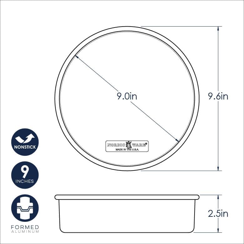 Nordic Ware Brilliant™ Colorful Bakeware 9-Inch Round Pan, Nonstick made without PFAS or PTFE for safe cooking; Reinforced steel rim prevents warping