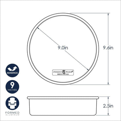 Nordic Ware Brilliant™ Colorful Bakeware 9-Inch Round Pan, Nonstick made without PFAS or PTFE for safe cooking; Reinforced steel rim prevents warping