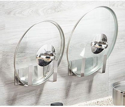 Pot Lid Rack, Wall Mounted 304 Stainless Steel Pan Lid Organizer Holder