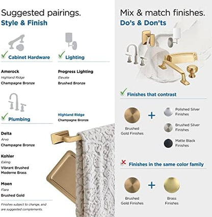 Amerock BH36010CZ | Champagne Bronze Single Robe Hook | 2-1/8 inch (54 mm) Length Towel Holder | Highland Ridge | Towel Hook for Bathroom | Bathroom Hardware | Bath Accessories