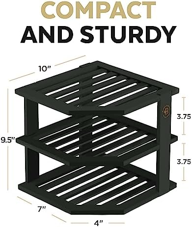 Bambüsi Black 3-Tier Corner Shelf, Kitchen Cabinet Organizer, Bamboo Rack