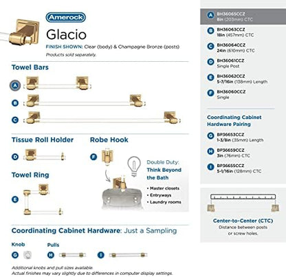 Amerock Glacio 8" Clear/Champagne Bronze Towel Bar