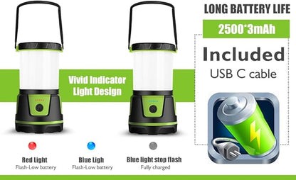 Rechargeable Camping Lantern 3000 Lumens ??LED Flashlight with 5 Modes, IP54 Waterproof, 7500mAh Battery, Portable Bright Light for Power Outages, Emergencies, Hurricanes & Hiking