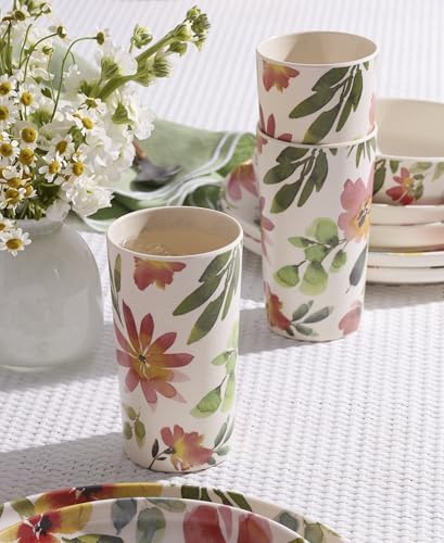 Oneida 24 Seven Floral Melamine Tumblers, 16oz, Set of 4