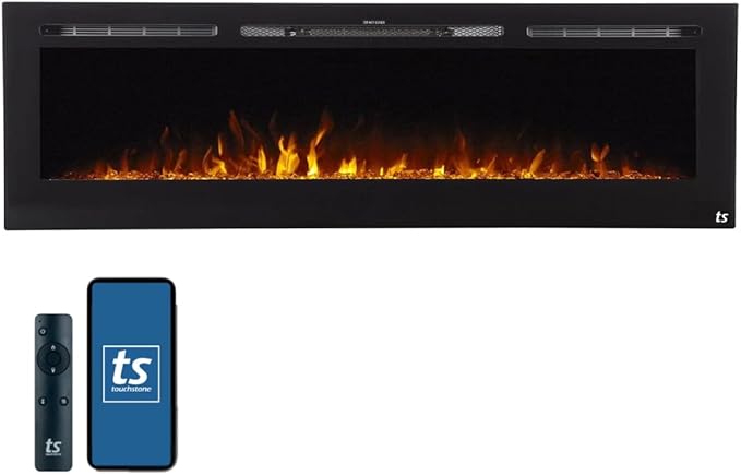 Touchstone Smart Electric Fireplace-The Sideline 72" Wide-in Wall Recessed