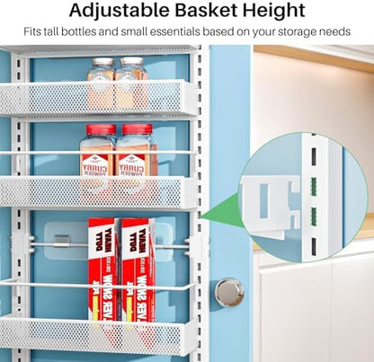 SNTD 8 Tiers Narrow Over the Door Organizer, 12.3"W x 4.7"D x 69"H, White
