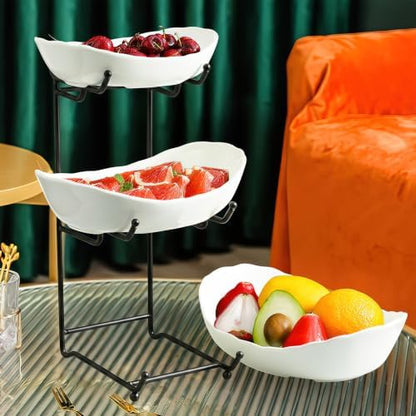 3 Tier Fruit Basket, Ceramic Fruit Bowl for Kitchen Counter