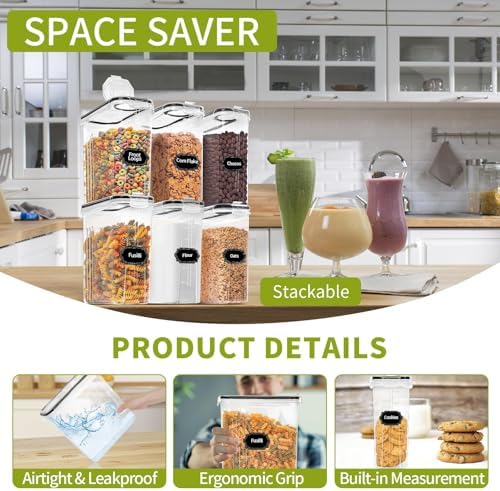 8PCS Large Cereal Containers Storage [4L/135.2 oz], Food Storage Containers