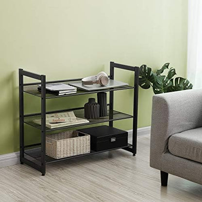 SONGMICS Metal Shoe Rack, 3-Tier Shoe Orgainzer, Holds 9-12 Pairs