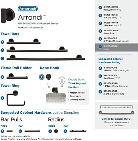 Amerock Arrondi Single Prong Oil-Rubbed Bronze Wall-Mounted Hook