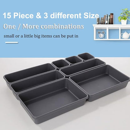 Kutesna 15 PCS Interlocking Desk Drawer Organizer Separator