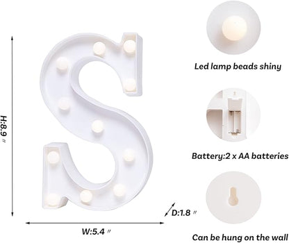Foaky LED Letter Lights Sign Marquee Light Up Letters Sign for Night Light Wedding/Birthday Party Battery Powered Christmas Lamp Home Bar Decoration(S)