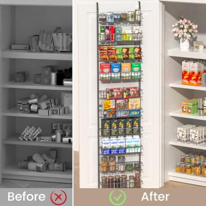 ElegantArray 10-Tier Pantry Door Organizer, Deep Gray