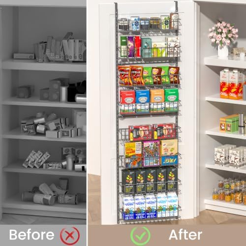 ElegantArray 8-Tier Pantry Door Organizer, Deep Gray