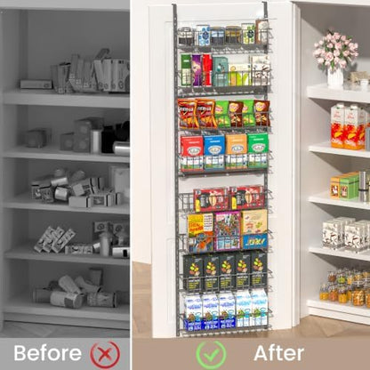 ElegantArray 8-Tier Pantry Door Organizer, Deep Gray