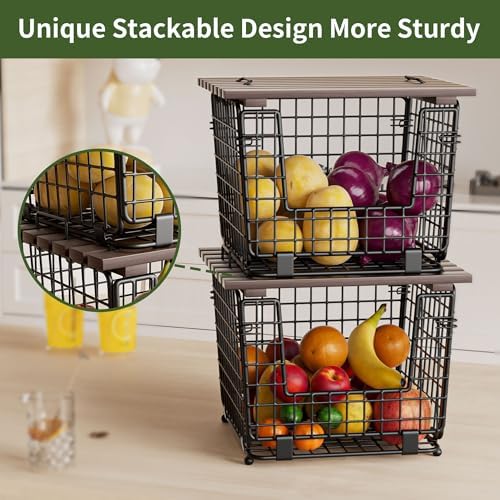 2 Pack Stackable Potato Onion Bins, Pantry Organizers and Storage